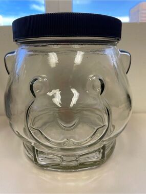 Vintage 1989 Kraft Peanut Butter "Papa Bear" head glass jar